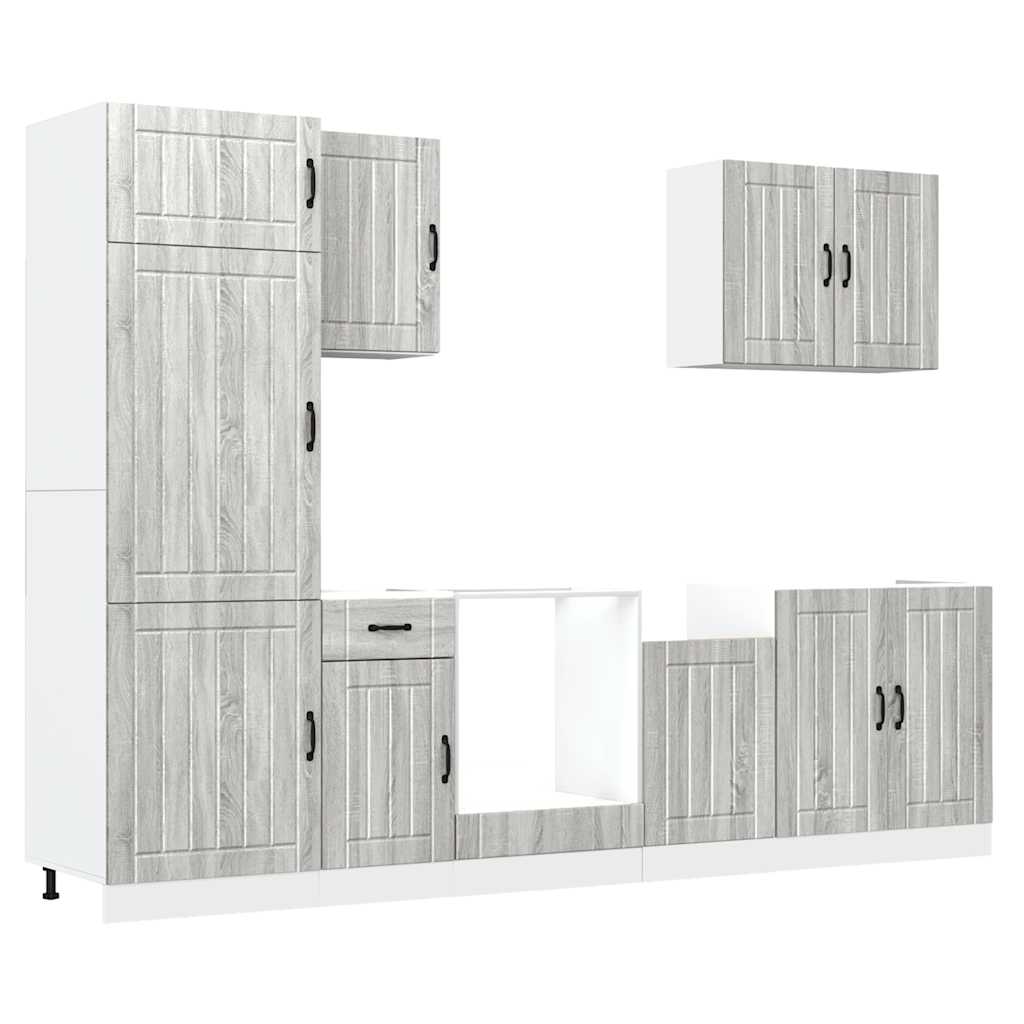 Set Mobili da Cucina 7 pz Lucca Grigio Sonoma in Truciolato | homemem39