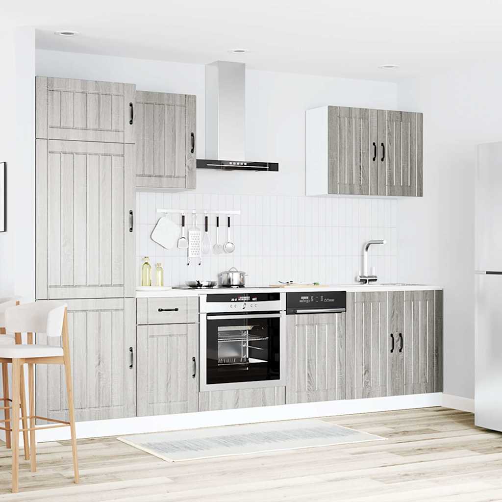 Set Mobili da Cucina 7 pz Lucca Grigio Sonoma in Truciolato | homemem39