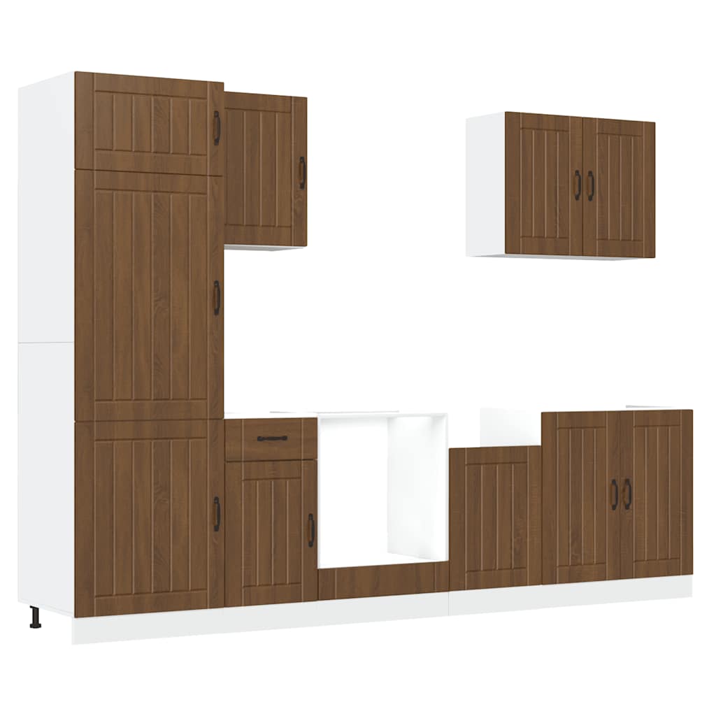 Set Mobili da Cucina 7 pz Lucca Rovere Marrone in Truciolato - homemem39