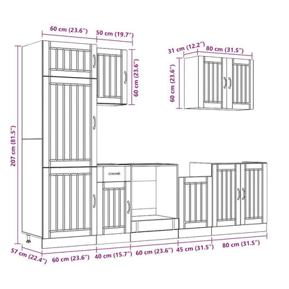 Set Mobili da Cucina 7 pz Lucca Rovere Marrone in Truciolato - homemem39