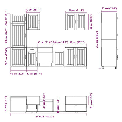 Set Mobili da Cucina 7 pz Lucca Legno Vecchio in Truciolato - homemem39
