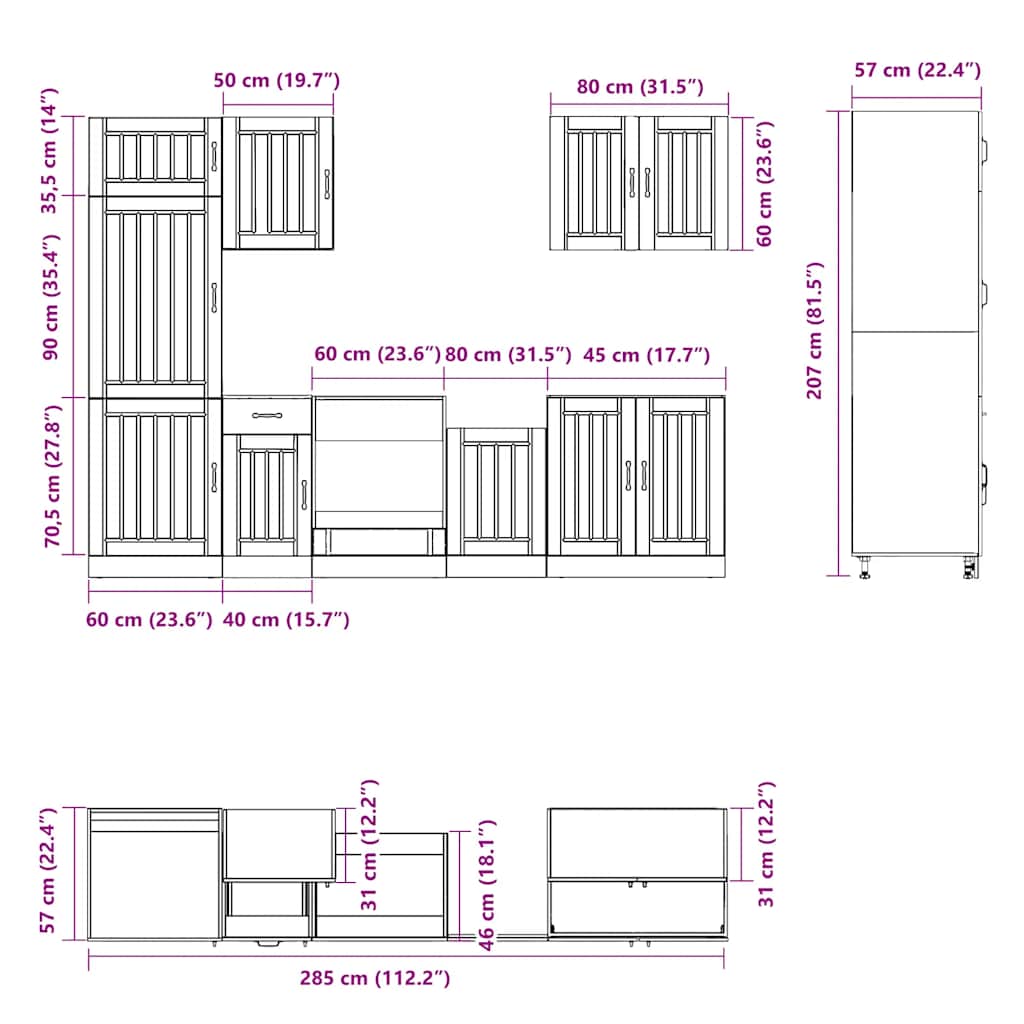 Set Mobili da Cucina 7 pz Lucca Rovere Artigianale Truciolato - homemem39
