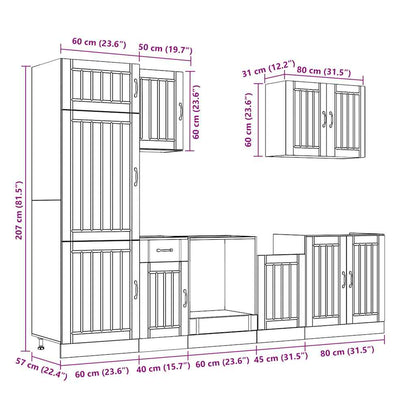 Set Mobili da Cucina 7 pz Lucca Rovere Artigianale Truciolato | homemem39