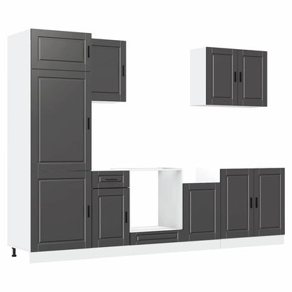Set Mobili da Cucina 7 pz Porto Neri Legno Multistrato