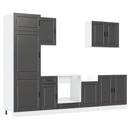 Set Mobili da Cucina 7 pz Kalmar Neri Legno Multistrato - homemem39