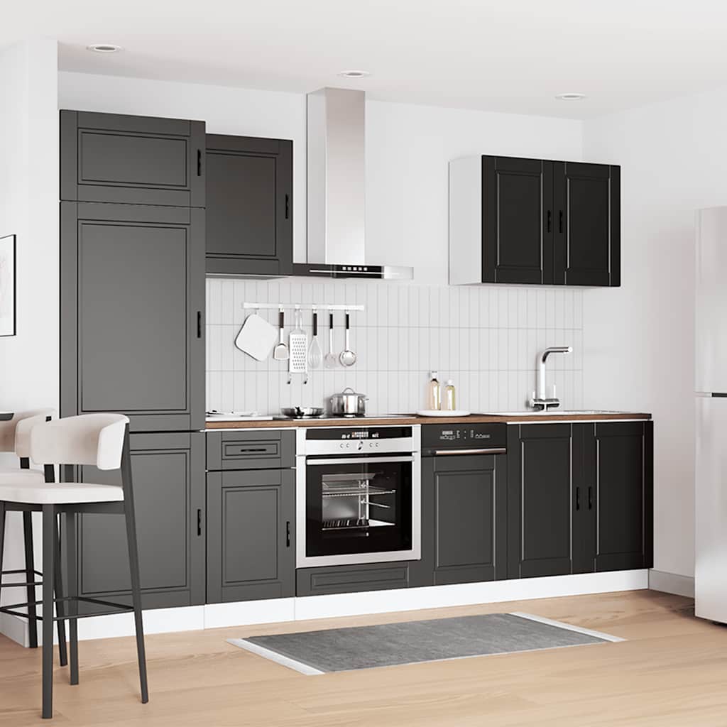 Set Mobili da Cucina 7 pz Kalmar Neri Legno Multistrato - homemem39