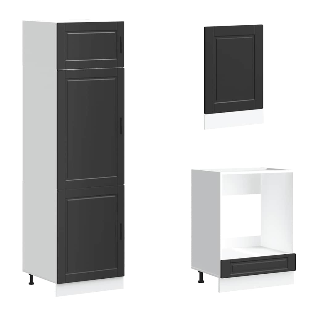 Set Mobili da Cucina 7 pz Kalmar Neri Legno Multistrato - homemem39