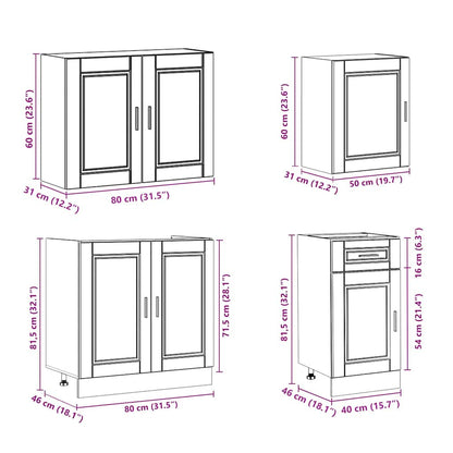 Set Mobili da Cucina 7 pz Porto Neri Legno Multistrato | homemem39