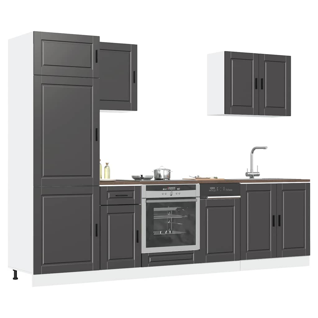 Set Mobili da Cucina 7 pz Kalmar Neri Legno Multistrato - homemem39