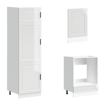 Set Mobili da Cucina 7 pz Kalmar Bianchi Lucido in Truciolato - homemem39
