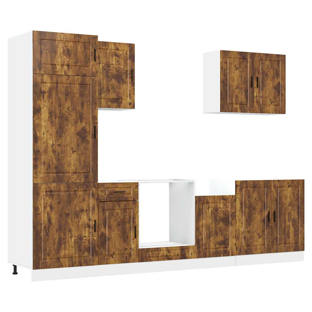 Set Mobili da Cucina 7 pz Porto Rovere Fumo Legno Multistrato | homemem39