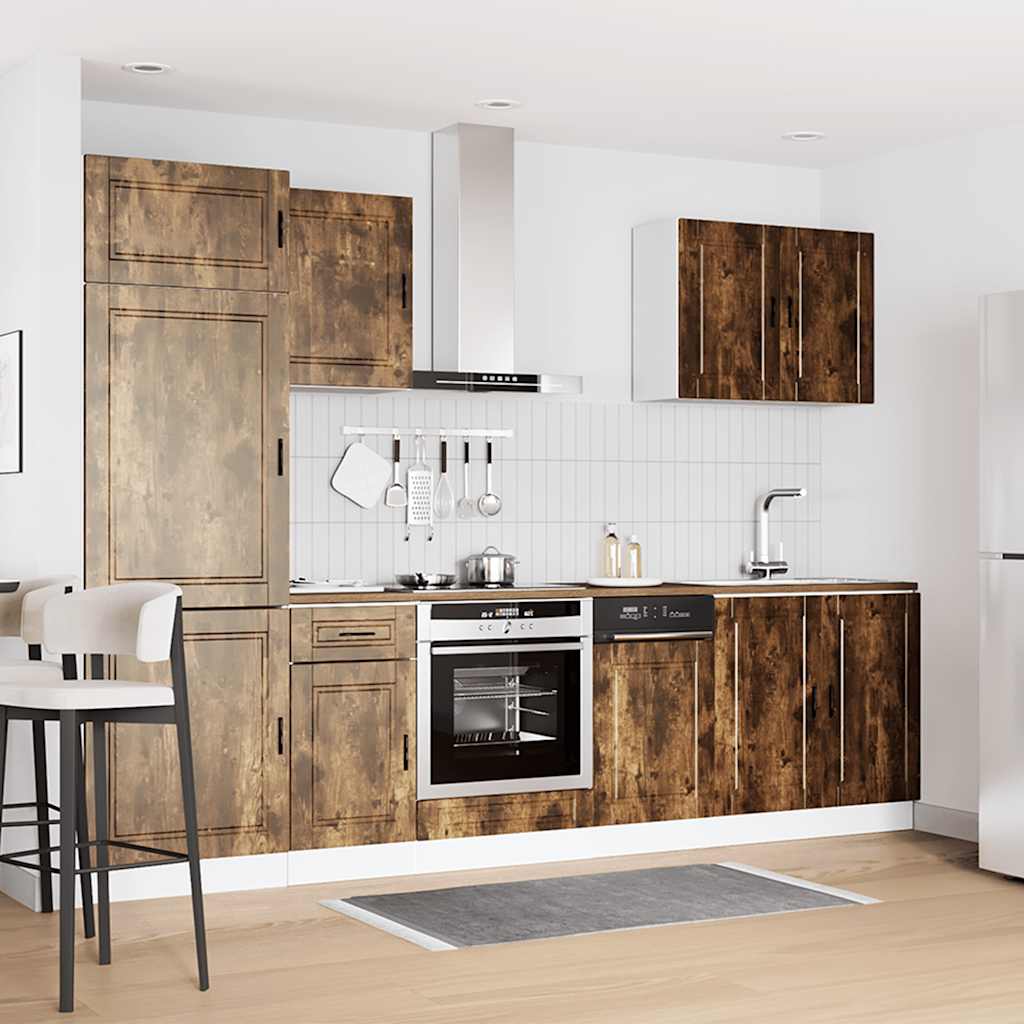 Set Mobili da Cucina 7 pz Porto Rovere Fumo Legno Multistrato | homemem39