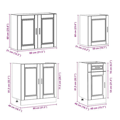 Set Mobili da Cucina 7 pz Porto Rovere Fumo Legno Multistrato | homemem39