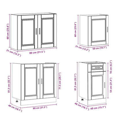 Set Mobili da Cucina 7 pz Porto Rovere Marrone in Truciolato | homemem39