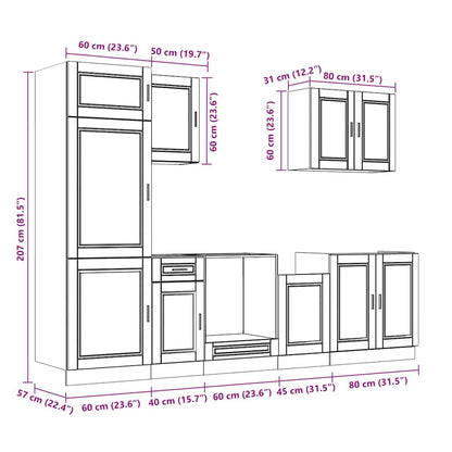 Set Mobili da Cucina 7 pz Porto Rovere Marrone in Truciolato | homemem39