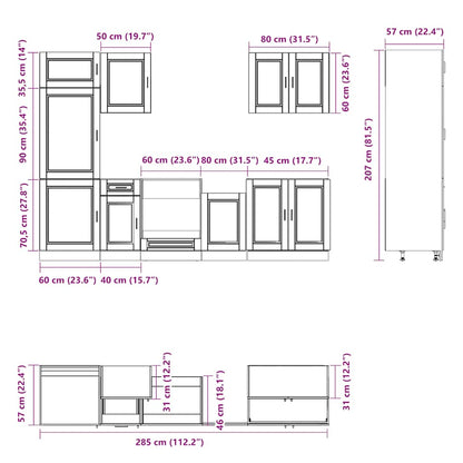 Set Mobili da Cucina 7 pz Kalmar Legno Vecchio in Truciolato - homemem39