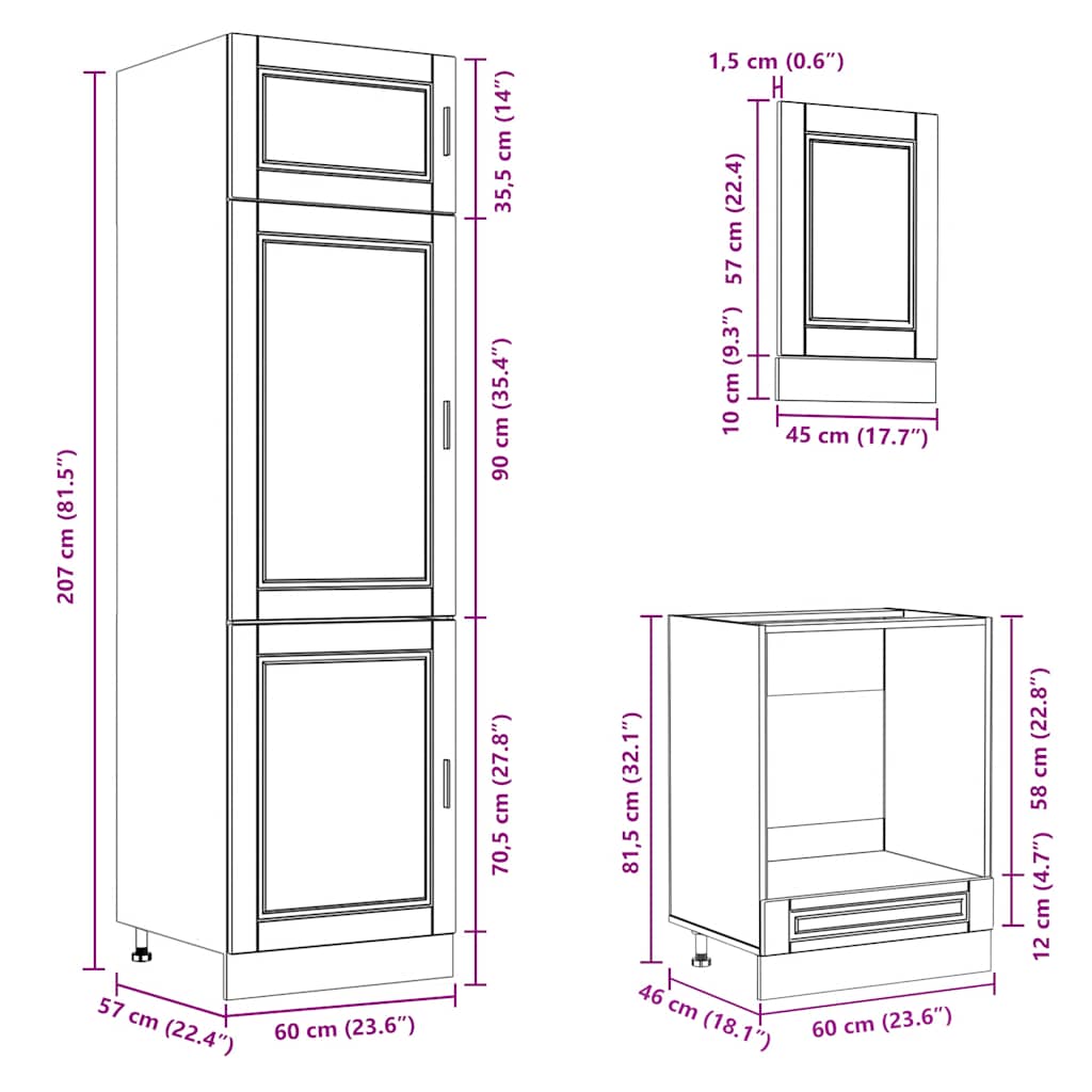 Set Mobili da Cucina 7 pz Kalmar Legno Vecchio in Truciolato - homemem39
