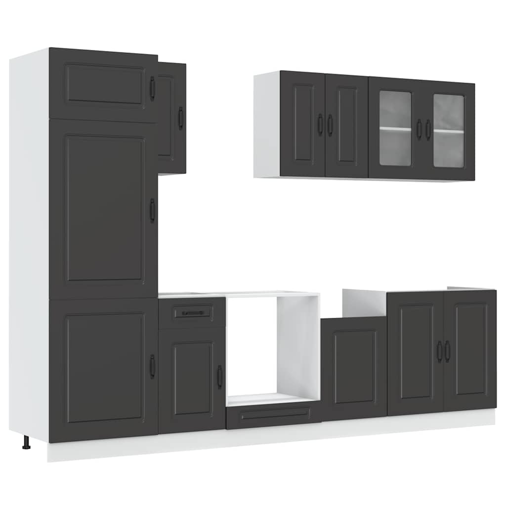 Set Mobili da Cucina 8 pz Kalmar Neri Legno Multistrato