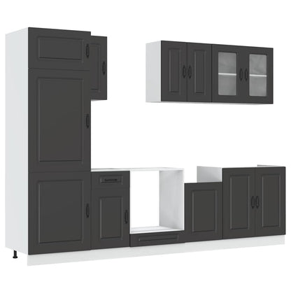 Set Mobili da Cucina 8 pz Kalmar Neri Legno Multistrato