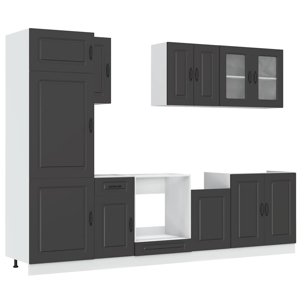 Set Mobili da Cucina 8 pz Kalmar Neri Legno Multistrato - homemem39