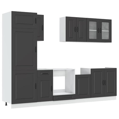 Set Mobili da Cucina 8 pz Kalmar Neri Legno Multistrato - homemem39