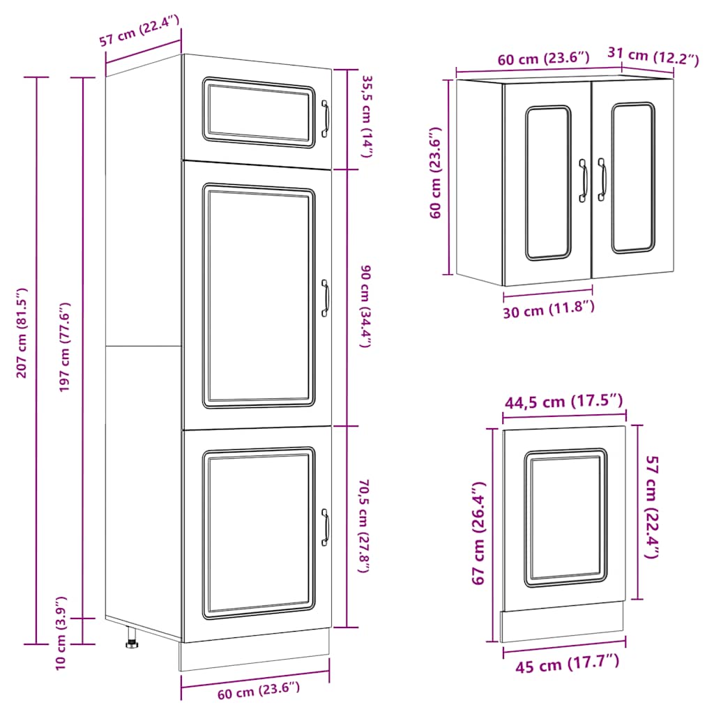 Set Mobili da Cucina 8 pz Kalmar Neri Legno Multistrato | homemem39