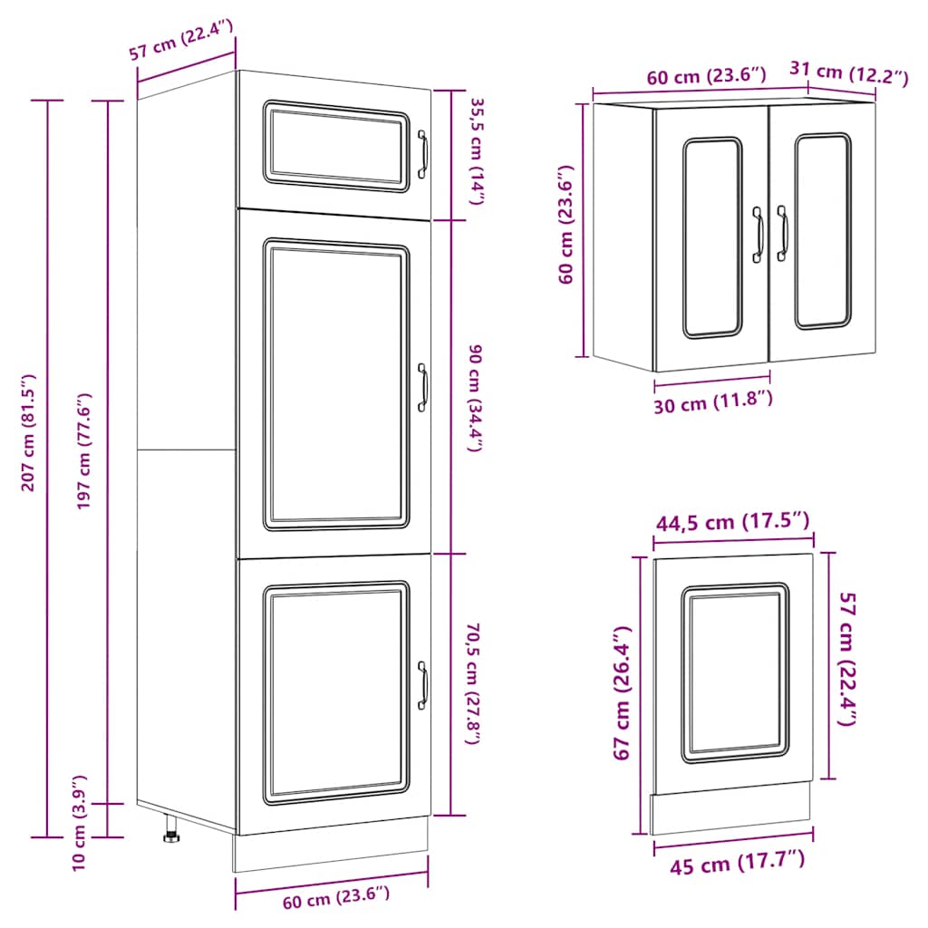 Set Mobili da Cucina 8 pz Kalmar Neri Legno Multistrato - homemem39