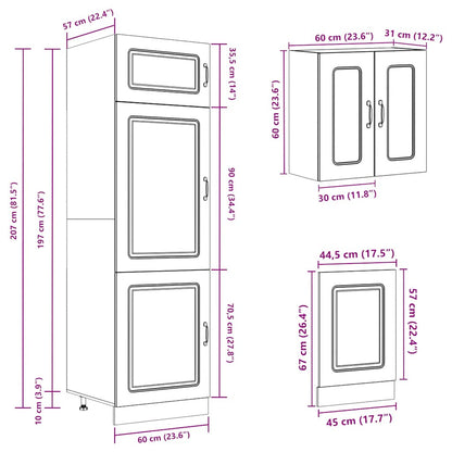 Set Mobili da Cucina 8 pz Kalmar Neri Legno Multistrato - homemem39