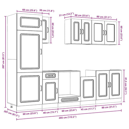 Set Mobili da Cucina 8 pz Kalmar Neri Legno Multistrato | homemem39