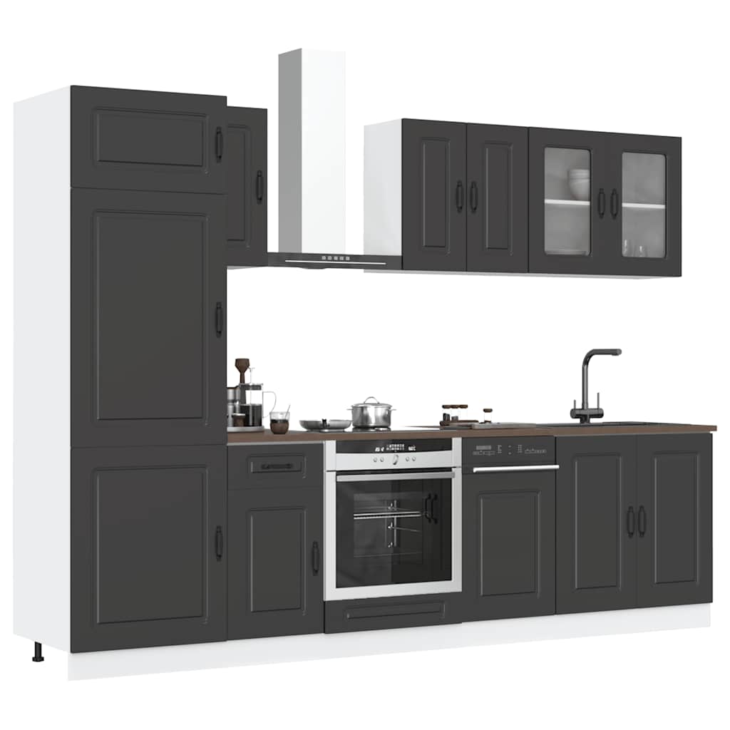 Set Mobili da Cucina 8 pz Kalmar Neri Legno Multistrato - homemem39