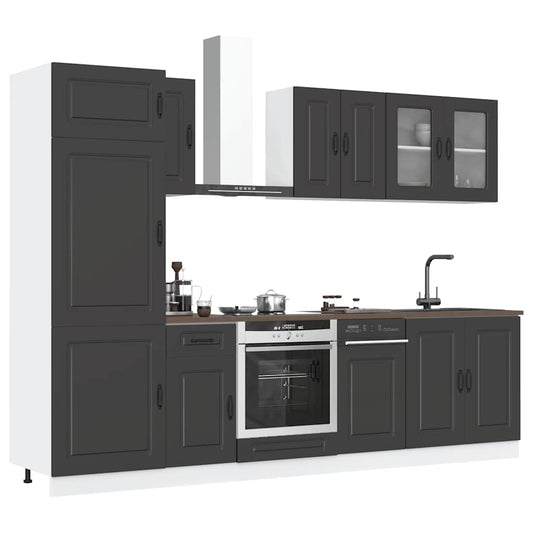 Set Mobili da Cucina 8 pz Kalmar Neri Legno Multistrato - homemem39
