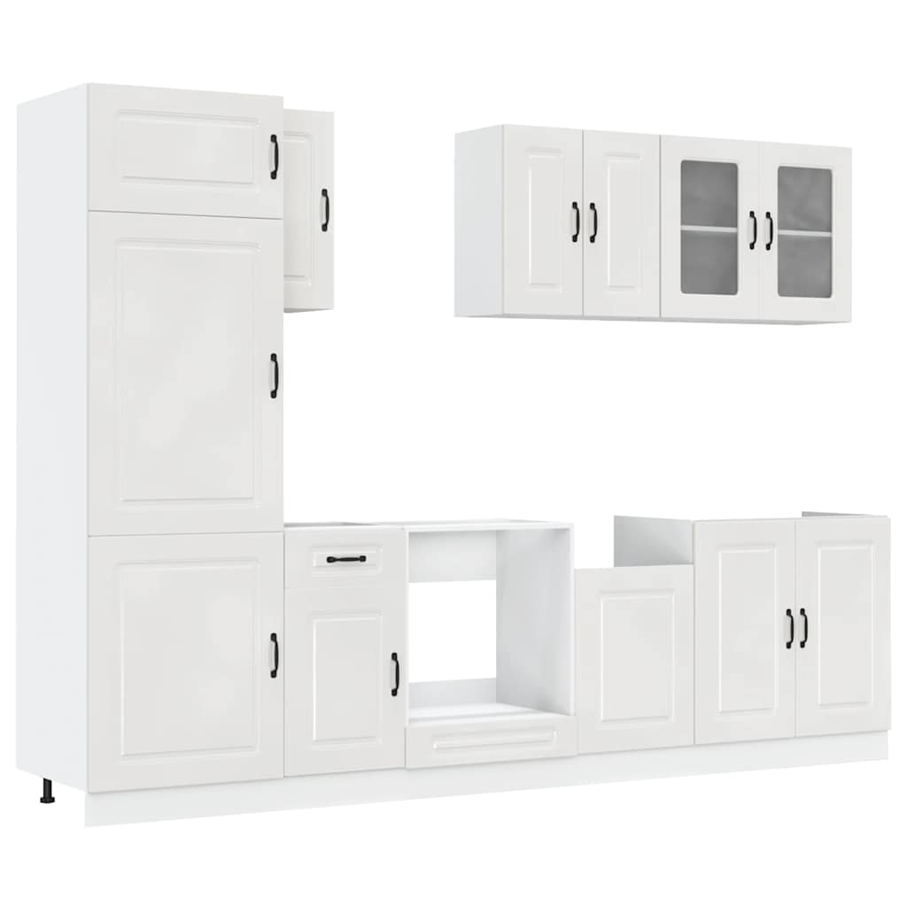 Set Mobili da Cucina 8 pz Kalmar Bianchi Lucido in Truciolato - homemem39