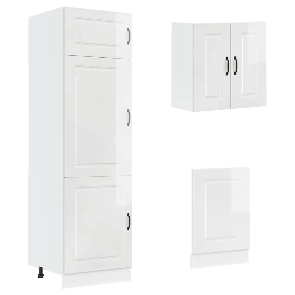 Set Mobili da Cucina 8 pz Kalmar Bianchi Lucido in Truciolato - homemem39