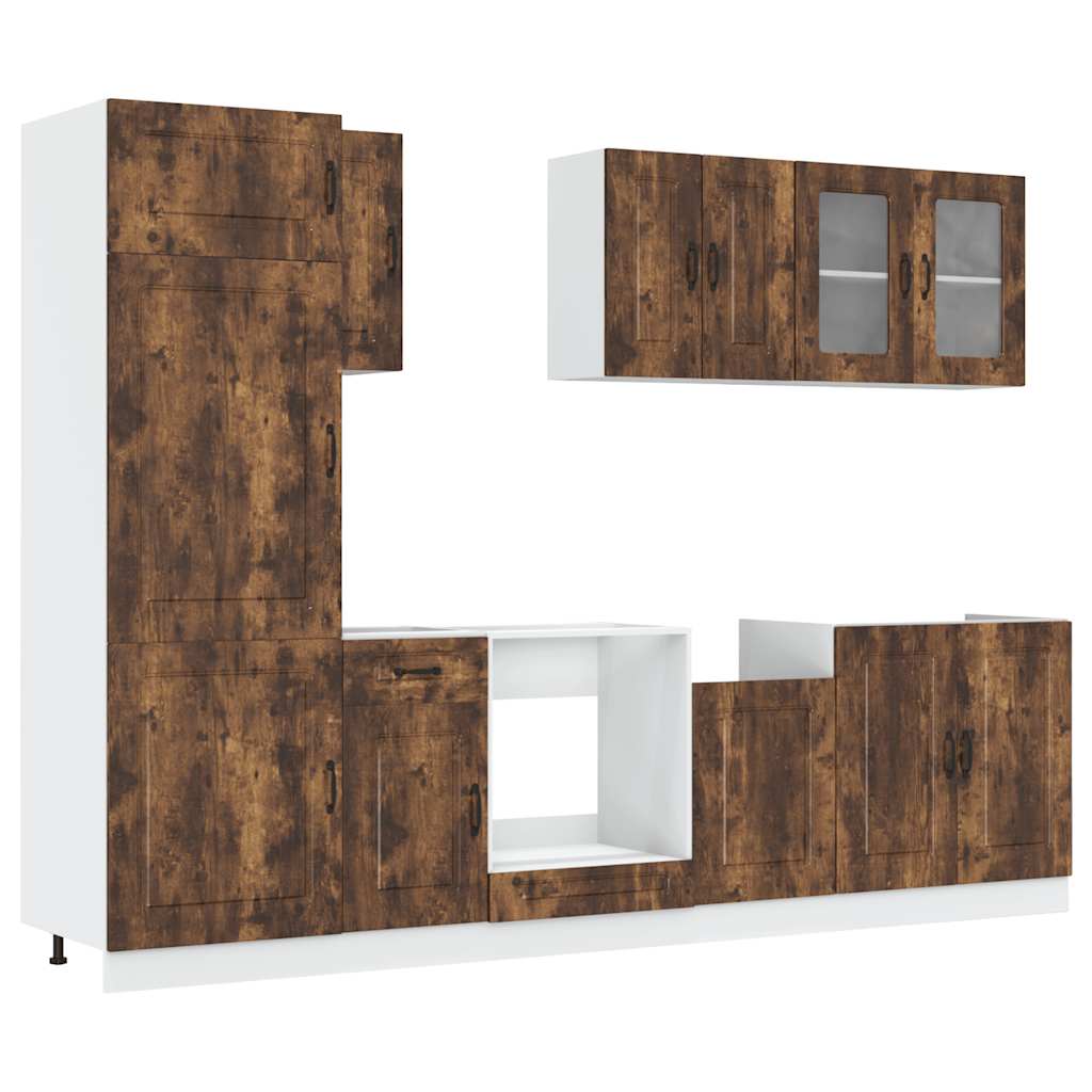 Set Mobili da Cucina 8 pz Kalmar Rovere Fumo Legno Multistrato - homemem39
