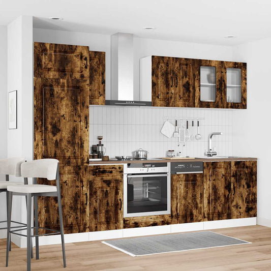Set Mobili da Cucina 8 pz Kalmar Rovere Fumo Legno Multistrato