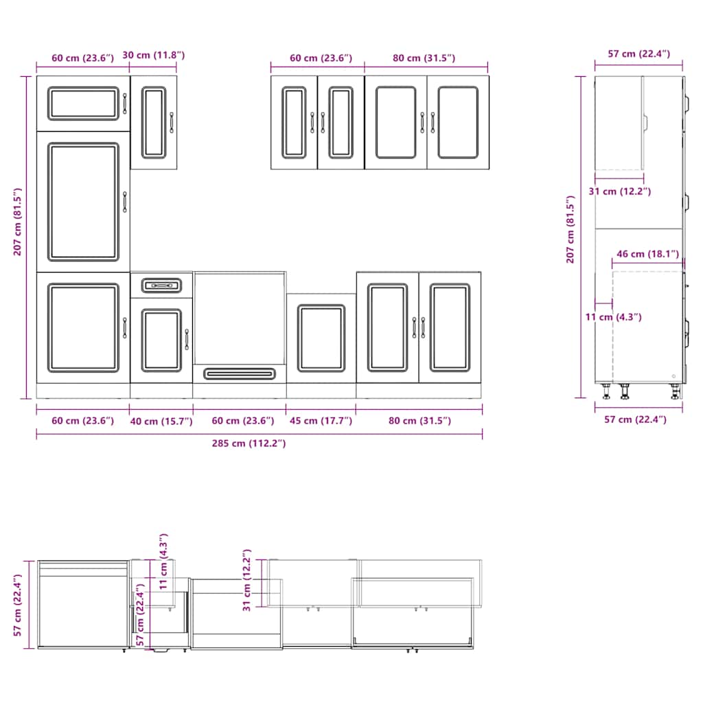 Set Mobili da Cucina 8 pz Kalmar Grigio Sonoma in Truciolato | homemem39