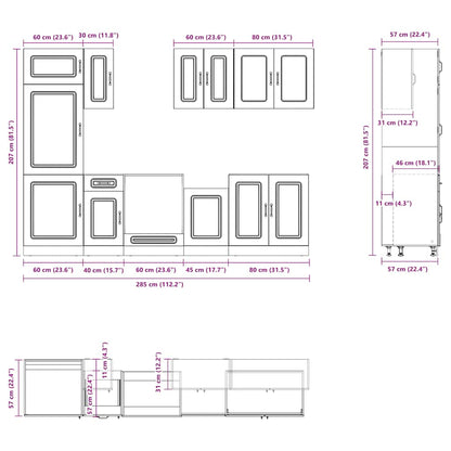 Set Mobili da Cucina 8 pz Kalmar Grigio Sonoma in Truciolato | homemem39