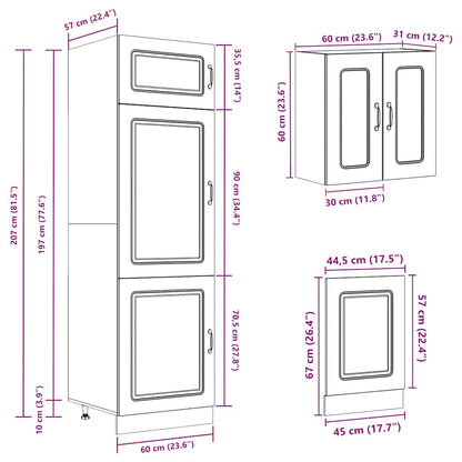 Set Mobili da Cucina 8 pz Kalmar Rovere Artigianale Truciolato | homemem39