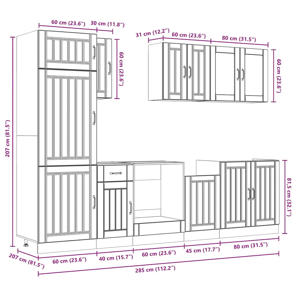 Set Mobili da Cucina 8 pz Kalmar Bianco Legno Multistrato - homemem39