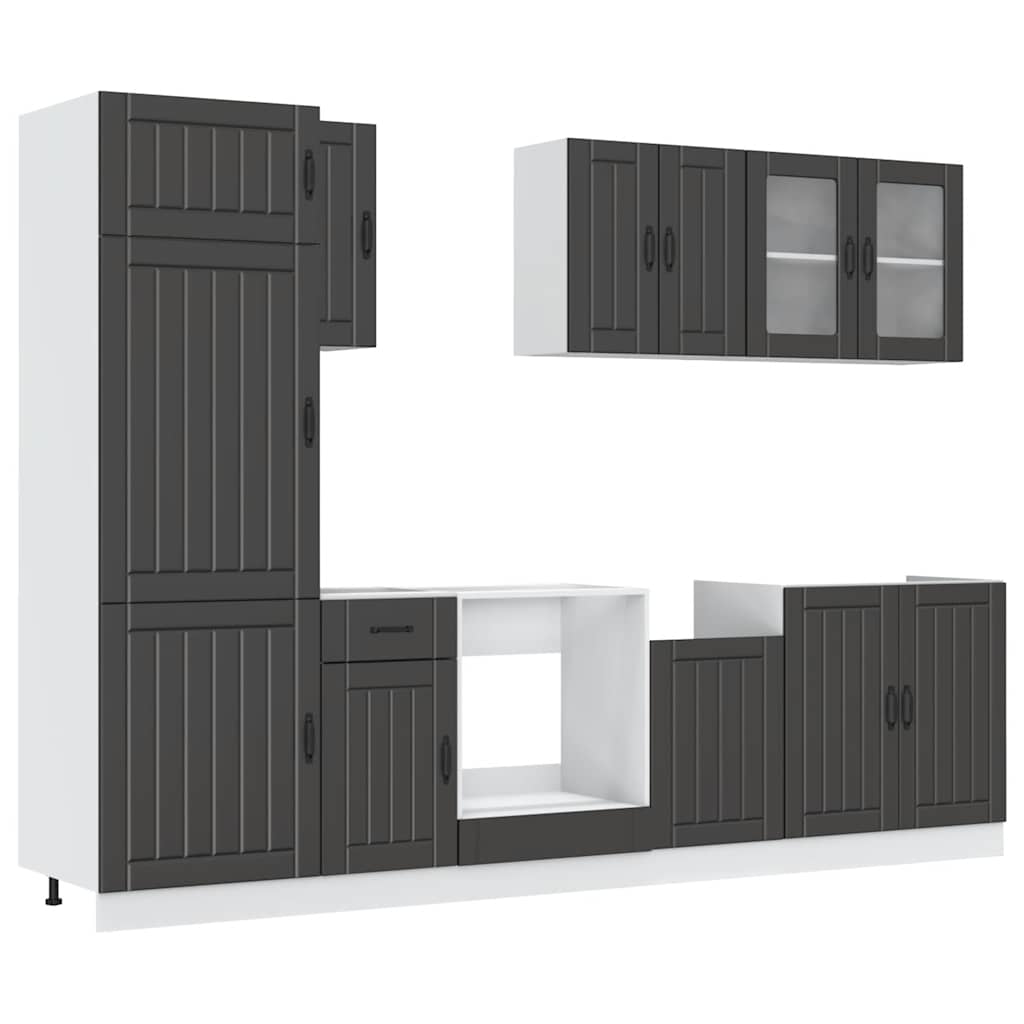 Set Mobili da Cucina 8 pz Kalmar Neri Legno Multistrato - homemem39