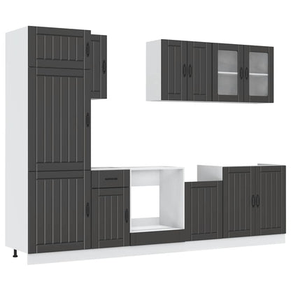 Set Mobili da Cucina 8 pz Kalmar Neri Legno Multistrato - homemem39