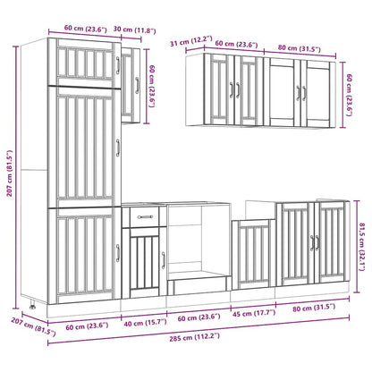 Set Mobili da Cucina 8 pz Kalmar Neri Legno Multistrato - homemem39