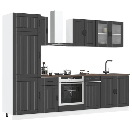 Set Mobili da Cucina 8 pz Kalmar Neri Legno Multistrato | homemem39