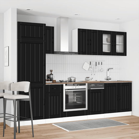 Set Mobili da Cucina 8 pz Kalmar Neri Legno Multistrato