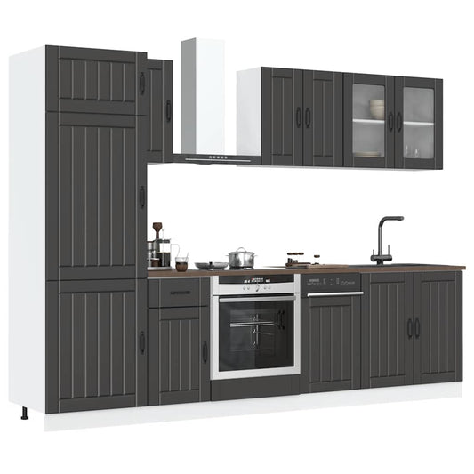 Set Mobili da Cucina 8 pz Kalmar Neri Legno Multistrato - homemem39