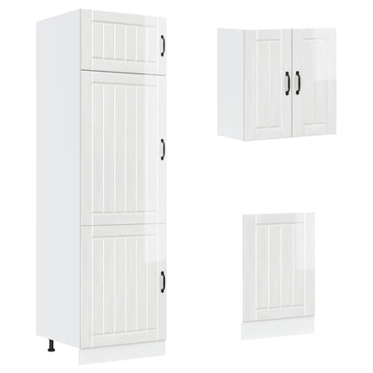 Set Mobili da Cucina 8 pz Kalmar Bianchi Lucido in Truciolato - homemem39