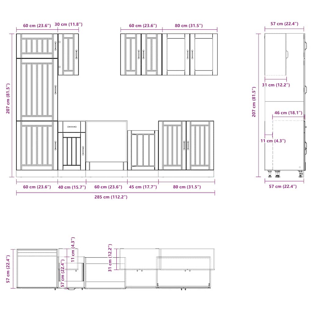 Set Mobili da Cucina 8 pz Lucca Rovere Sonoma in Truciolato | homemem39