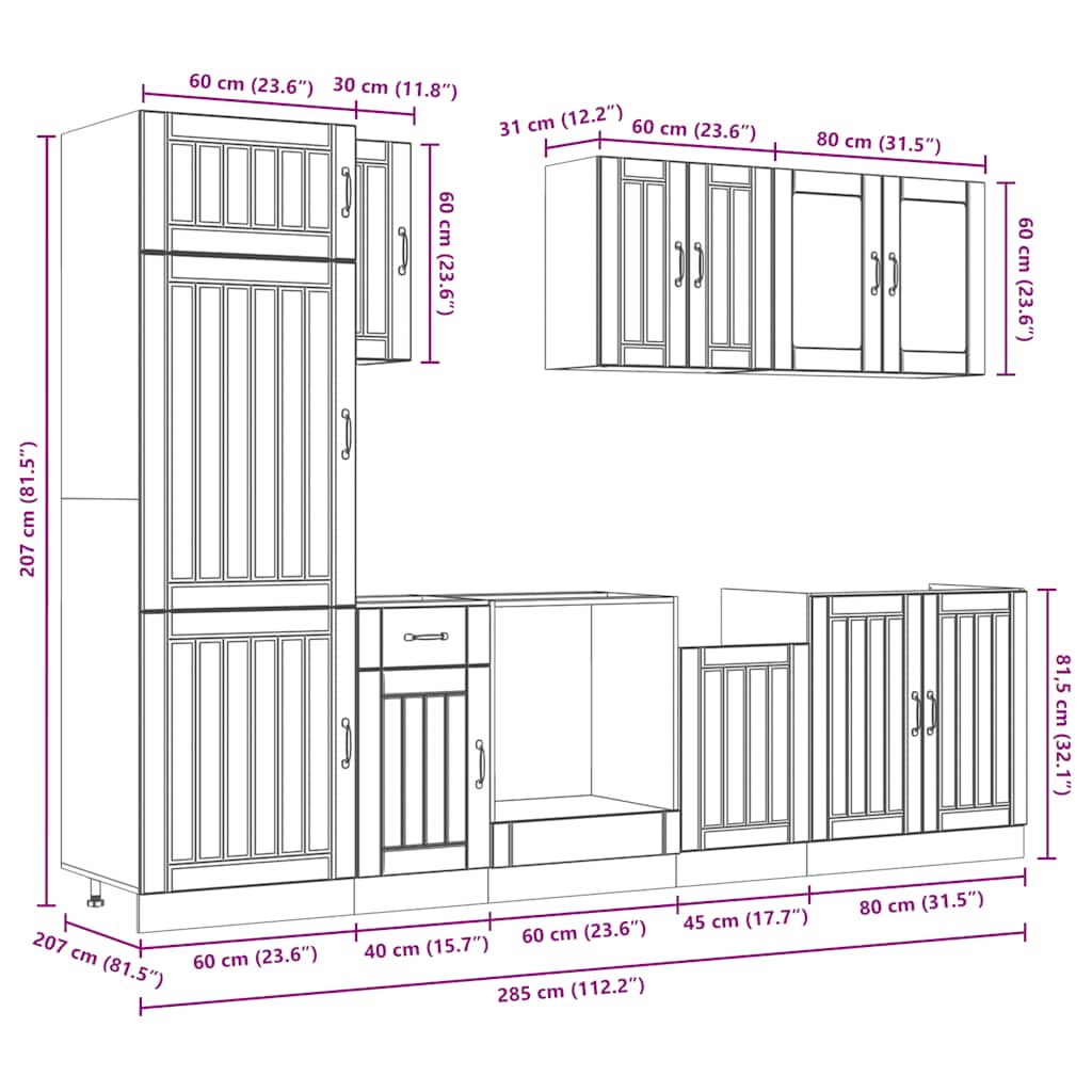 Set Mobili da Cucina 8 pz Lucca Rovere Sonoma in Truciolato | homemem39