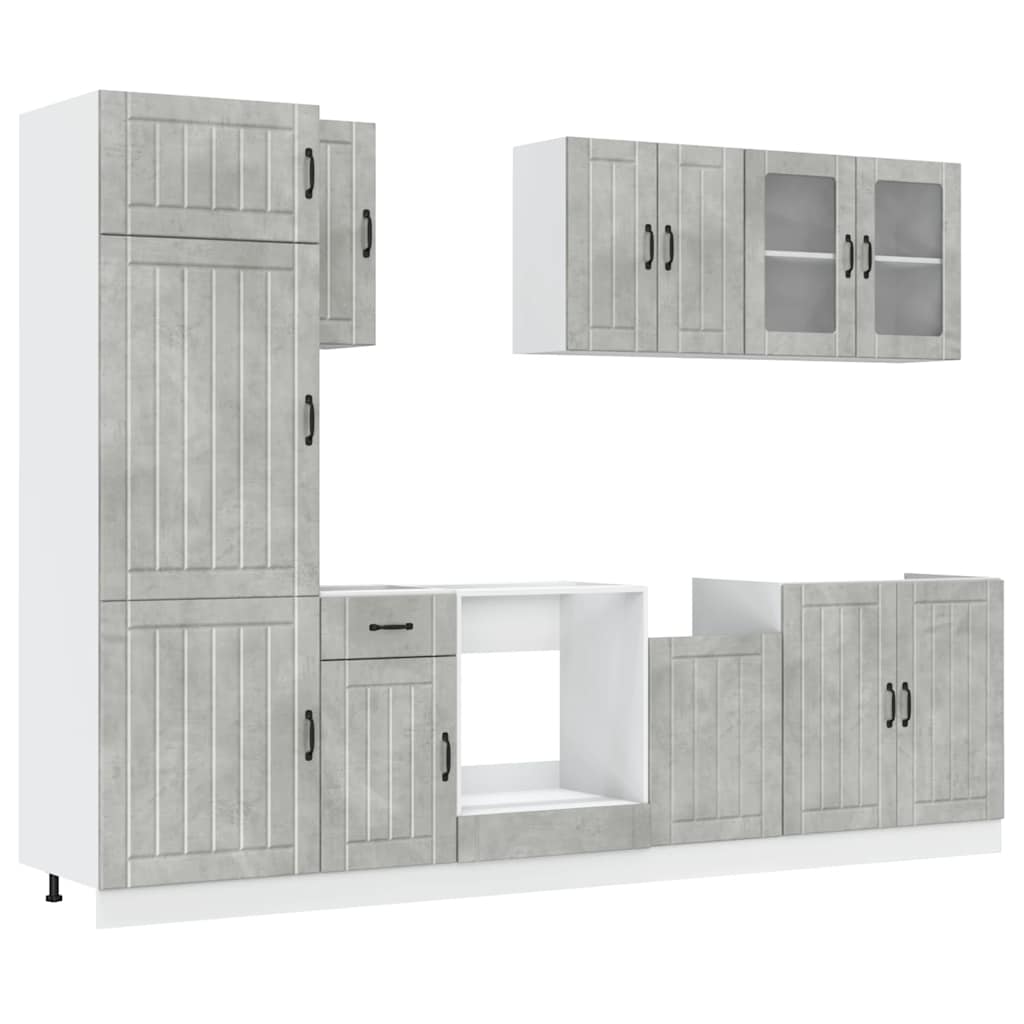 Set Mobili da Cucina 8 pz Kalmar Grigio Cemento in Truciolato - homemem39