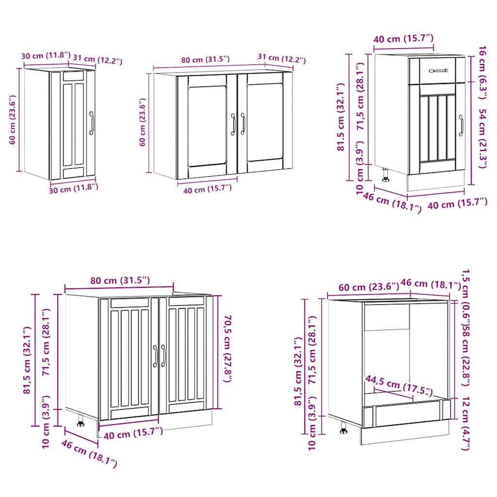 Set Mobili da Cucina 8 pz Lucca Grigio Cemento in Truciolato | homemem39
